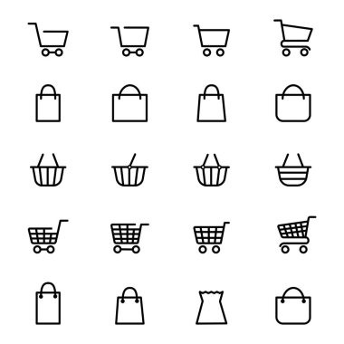 Alışveriş sepetlerini simgeleri sıraya