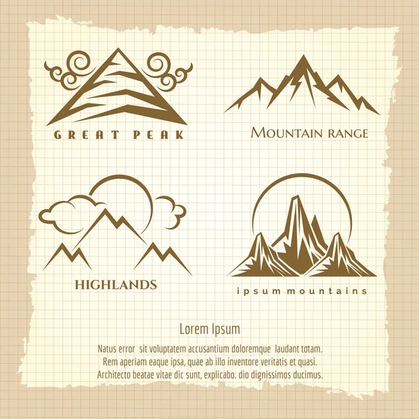 Vintage affisch med mountain Logotypdesign — Stock vektor