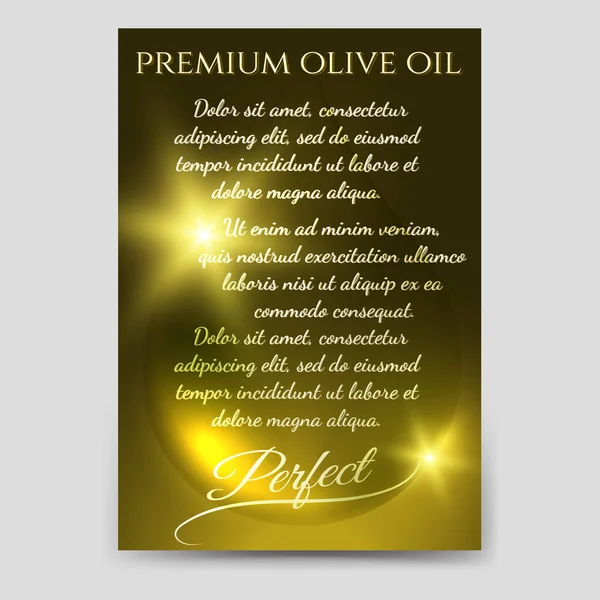 Prémiový olivový olej brožura šablona — Stockový vektor