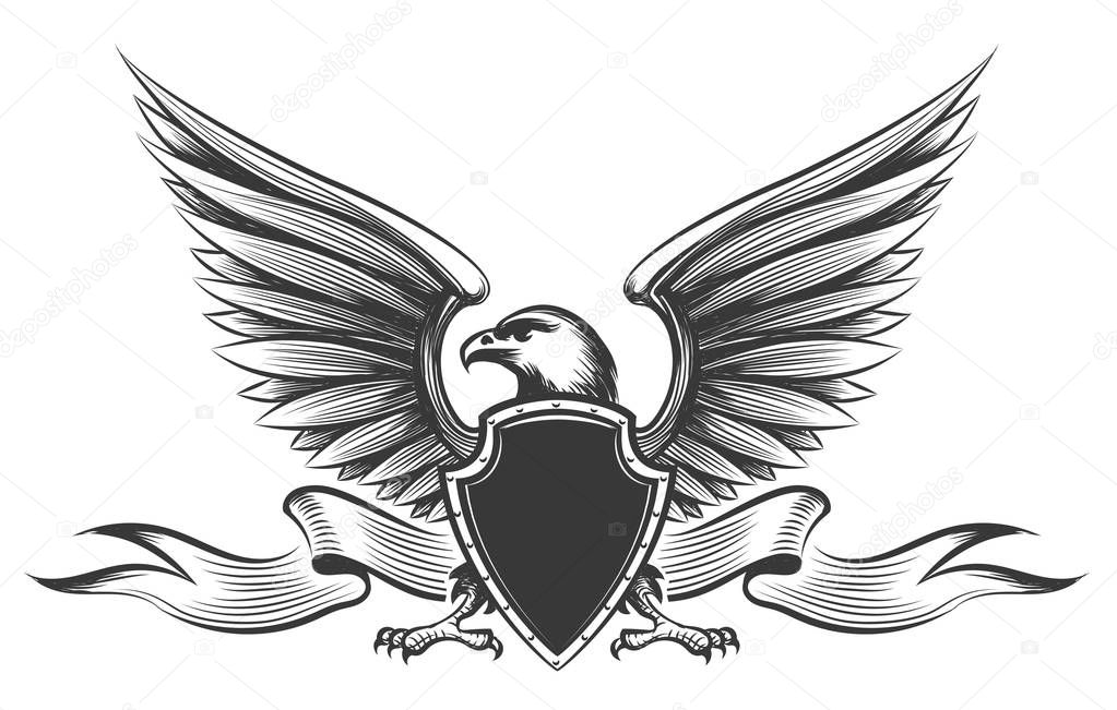 Engraving eagle emblem