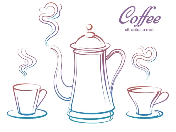 bule de café colorido. vector design — Vetor de Stock