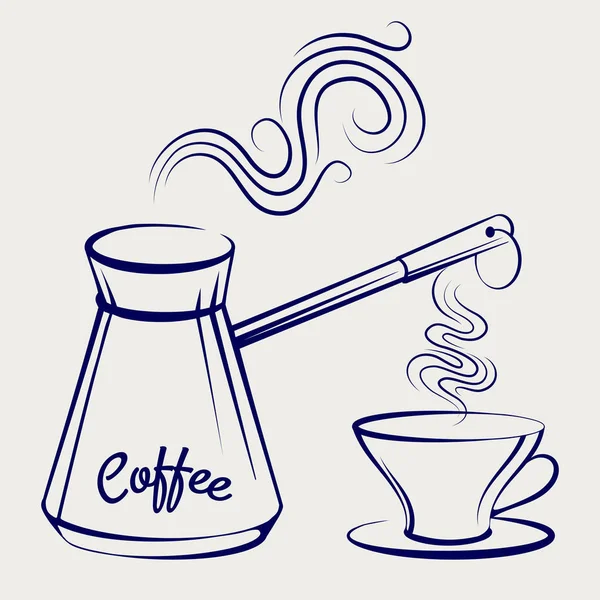 Traditionelle Kaffeemaschine und Tasse — Stockvektor