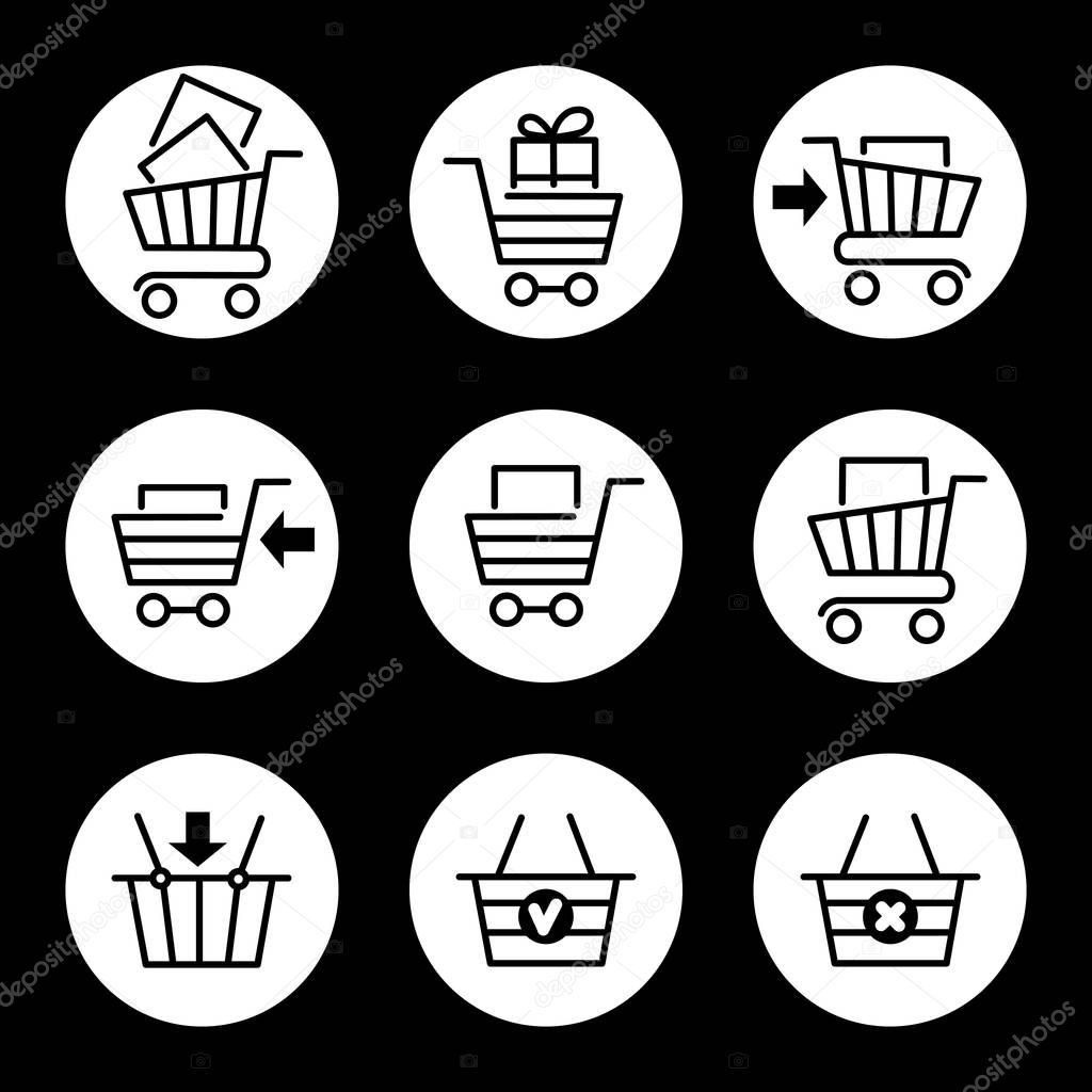 Shopping cart icons in circles