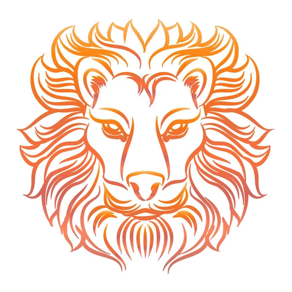 Desenho colorido da cabeça de leão —  Vetores de Stock