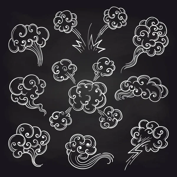 Sketch of clouds on blackboard