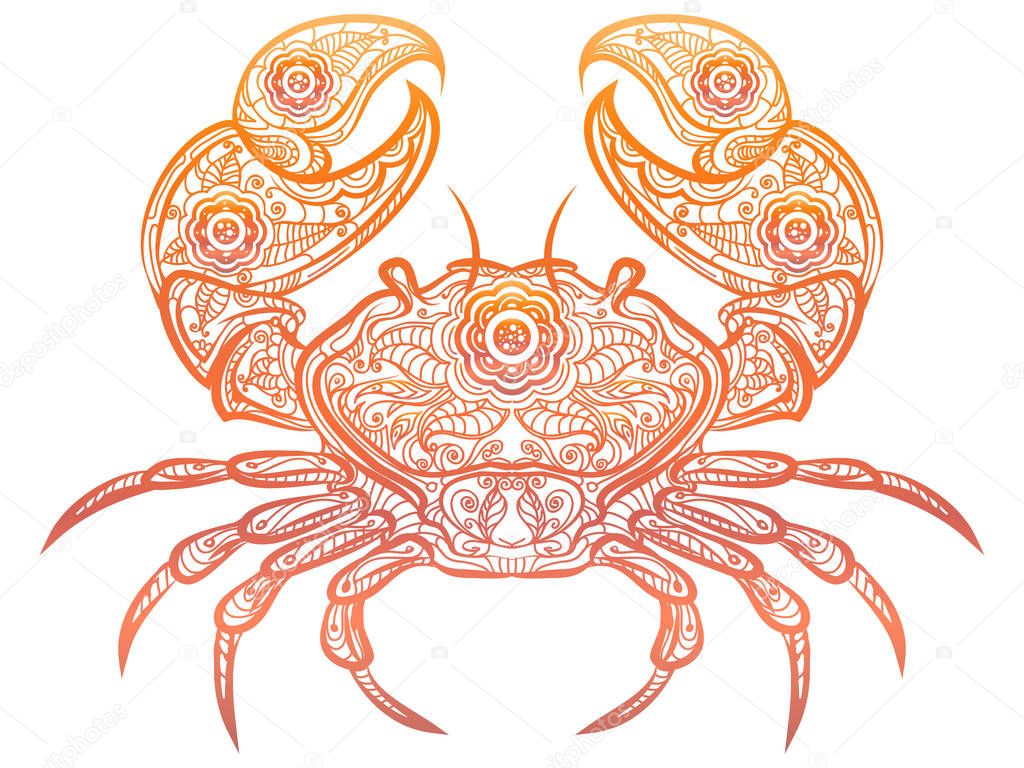 Colorful crab decorative doodle design