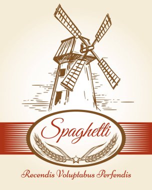 Spaghetti pasta bakery label clipart