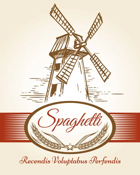 Spagetti pasta bageri etikett — Stock vektor