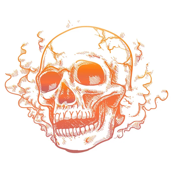 Calavera humana en olor a humo — Vector de stock