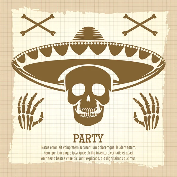 Affiche de fête vintage avec crâne — Image vectorielle