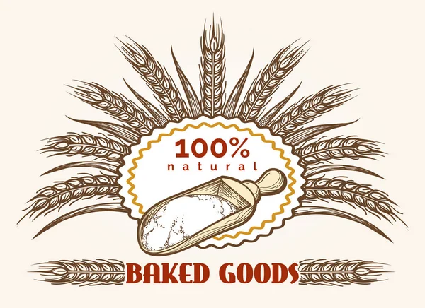 Panadería productos emblema vintage — Vector de stock