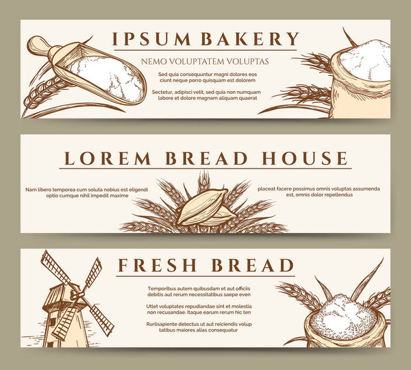 Fresh bread and bakery banners