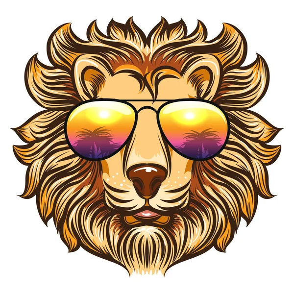 León en gafas de arco iris — Vector de stock