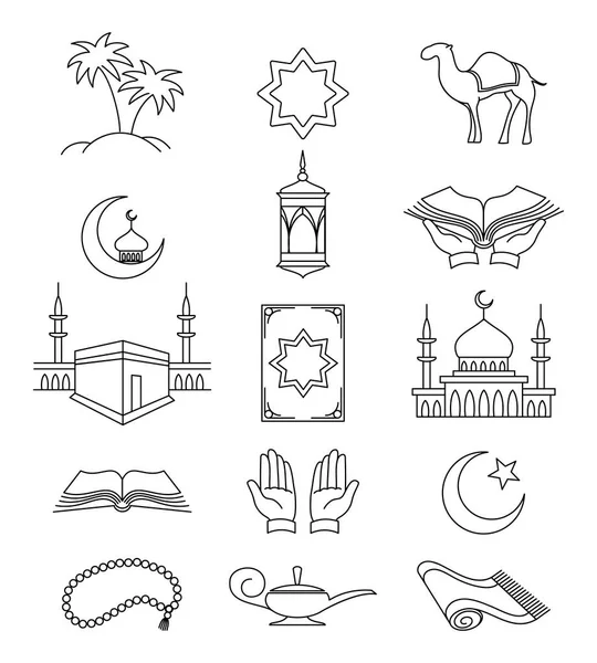 Ramadan kareem muszlim vonal jelzéseket — Stock Vector