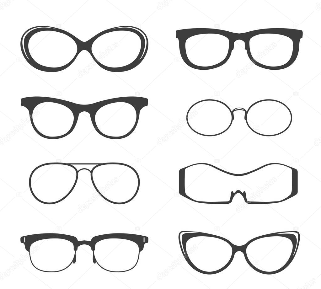 Glasses black silhouette set