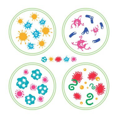 Colorful bacteries in Petri dish clipart