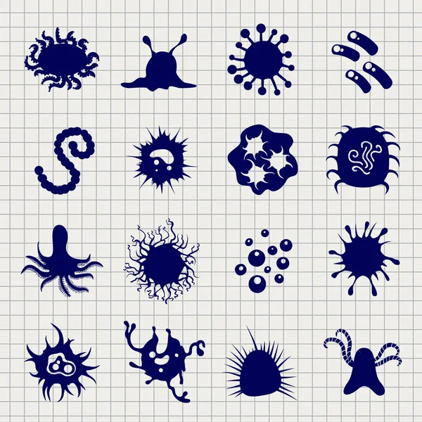 Infektionsmikroben auf Notebook-Hintergrund — Stockvektor