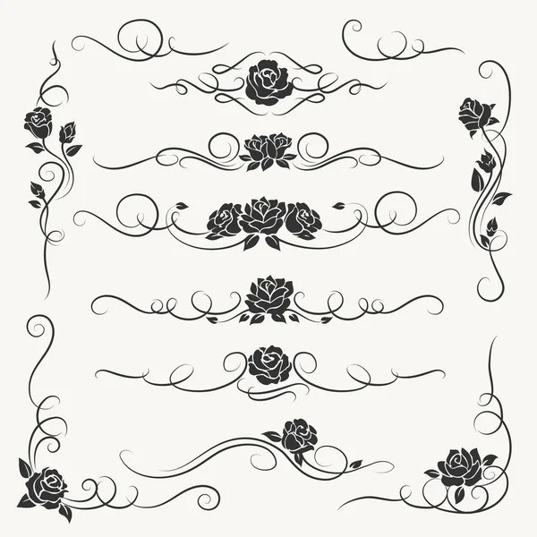 Fiorire rose ornamenti decorativi — Vettoriale Stock