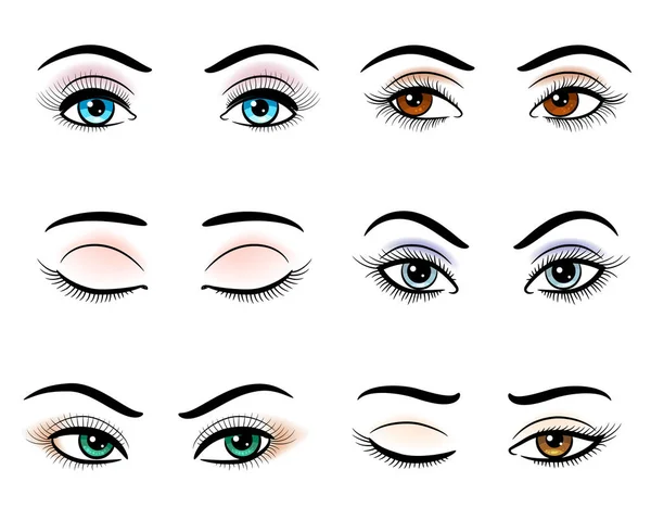 Open and closed woman eyes — Stock Vector