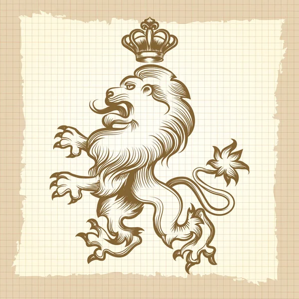 Cartaz vintage com design de leão gravura — Vetor de Stock