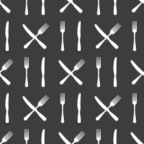 Tenedor y cuchillo patrón inconsútil cocina — Vector de stock