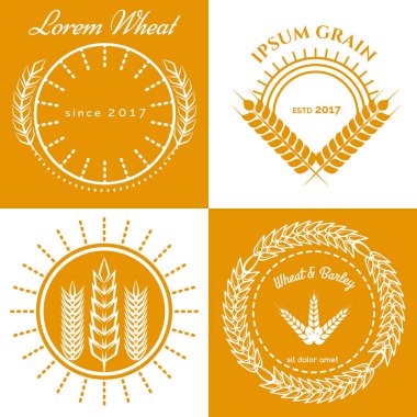 Tahıl kulakları kavramı logo tasarım koleksiyonu