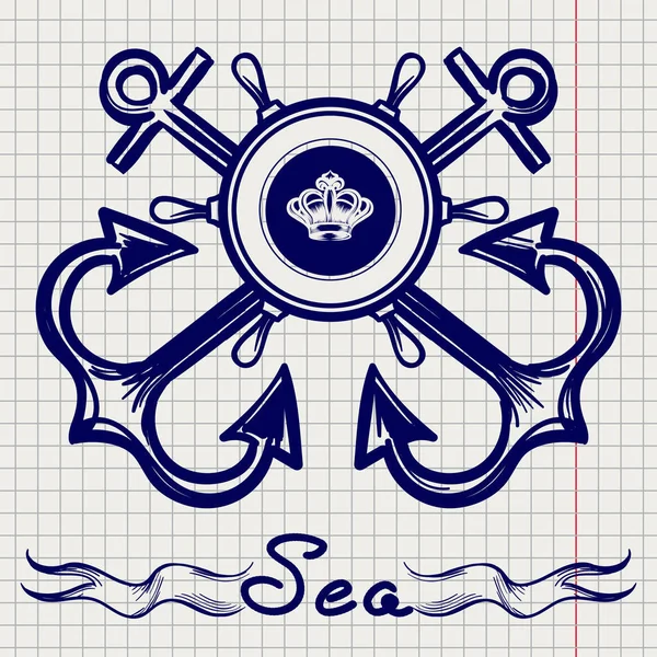 Kungliga flottans emblem på anteckningsboken — Stock vektor