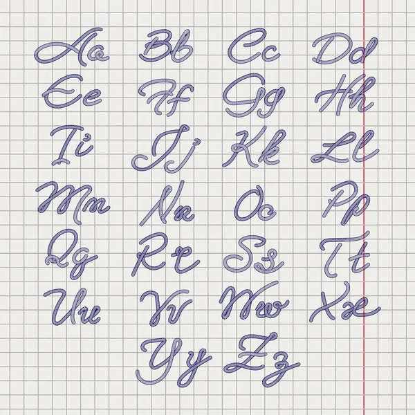 Ballpoin dibujo cuerda alfabeto — Vector de stock
