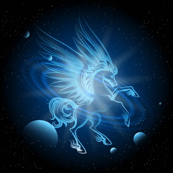 Luminous Pegasus in Space - Stok Vektor