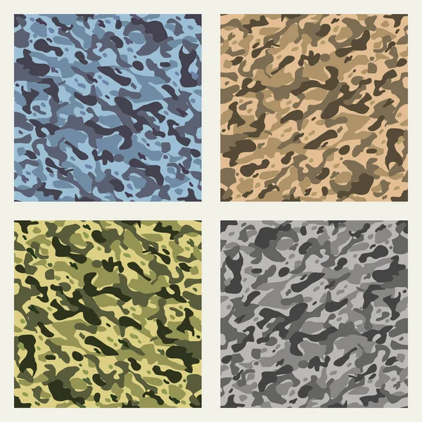 Fabric camouflage seamless patterns set — Stock Vector