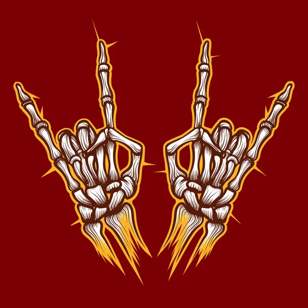 Szkielet kości rąk rock muzyka znak — Wektor stockowy