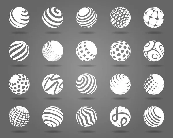 White spheres with shadows set — Stock Vector