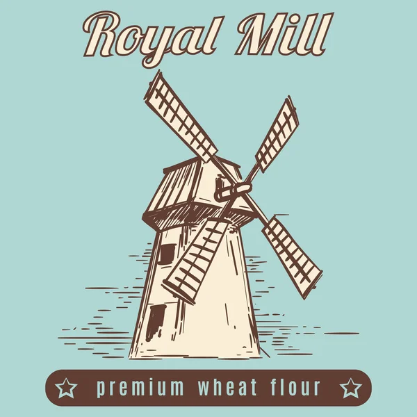 Diseño de póster vintage Mill — Archivo Imágenes Vectoriales