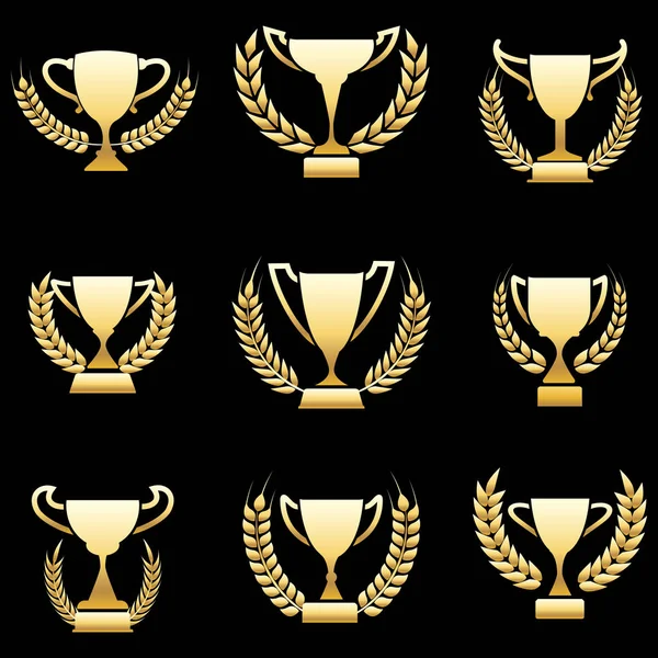 Lauréat d'or avec des couronnes — Image vectorielle