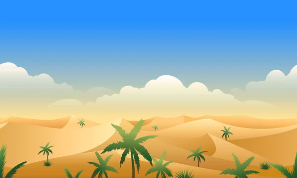 사막의 파노라마 가로 완벽 한 패턴 — 스톡 벡터