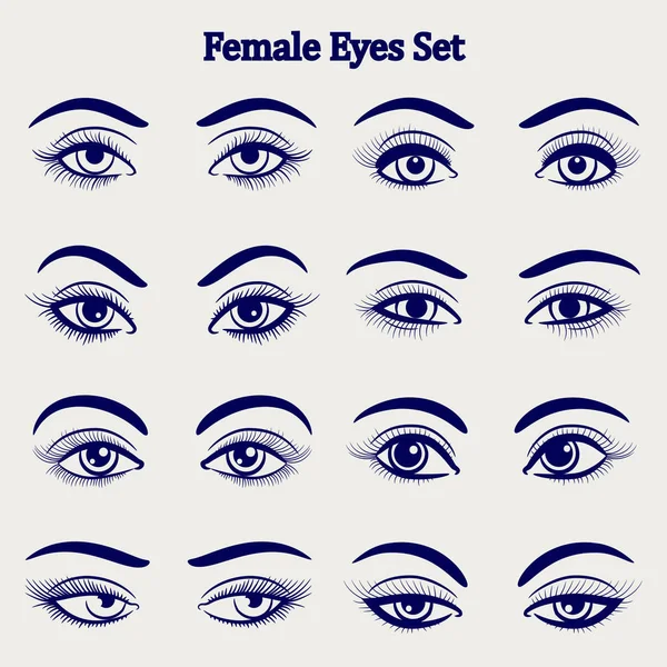 Female eyes sketch set — Stock Vector