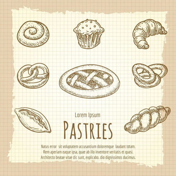 बेकरी उत्पादों के विंटेज पोस्टर — स्टॉक वेक्टर
