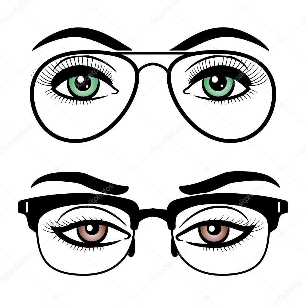 Female eyes with glasses