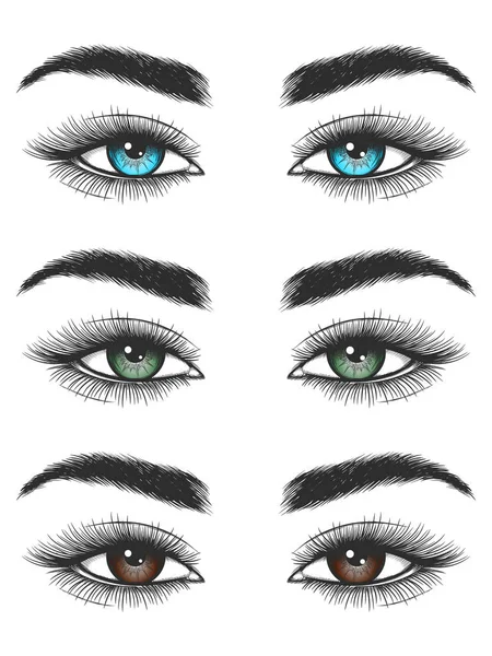 Βλέμμα του πολύχρωμα γυναικεία μάτια — Διανυσματικό Αρχείο