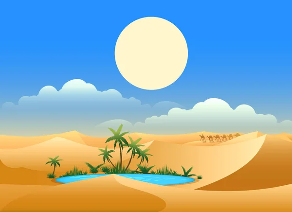 Fondo del oasis del desierto — Archivo Imágenes Vectoriales