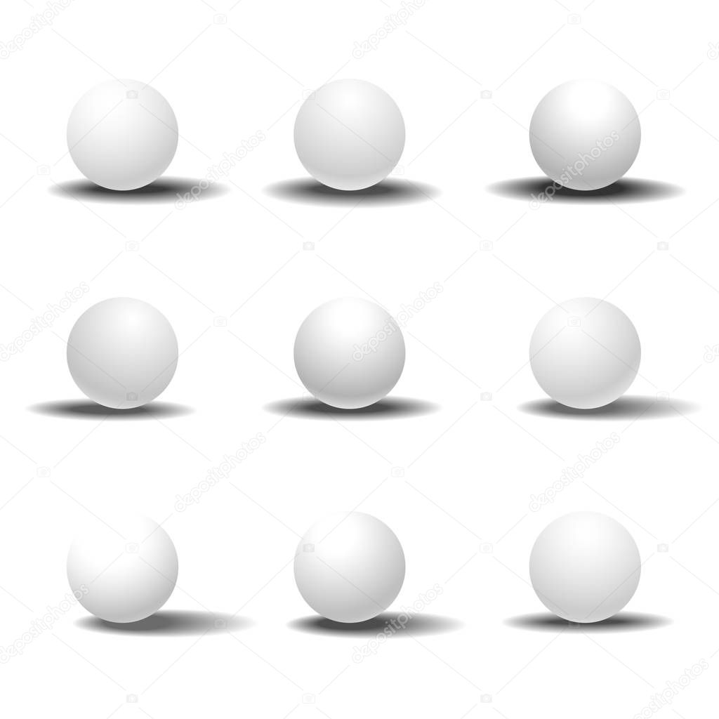 White 3D sphere set with shadows