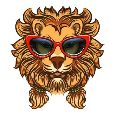 Kırmızı güneş gözlüğü ile glam aslan