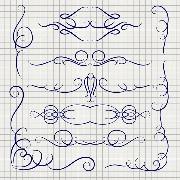 Pen dekorativa ornament på anteckningsboken — Stock vektor