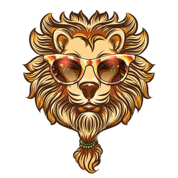 Hipster lion with colorful eyeglasses — Stock Vector