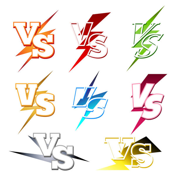 Versus labels with colorful lighting