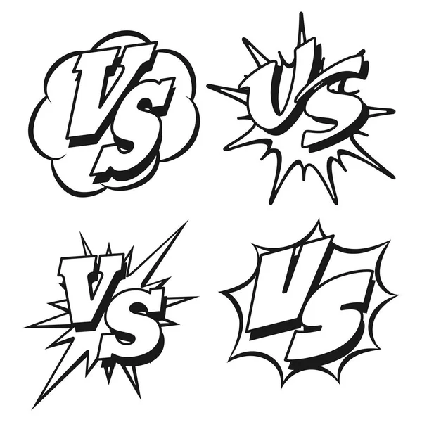 Black and white VS letters patches — Stock Vector