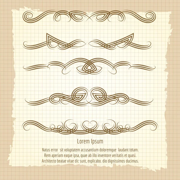 Filigrana decorativa vintage adornos remolinados — Vector de stock