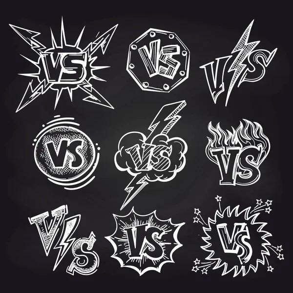 Versus logos on blackboard background — Stock Vector