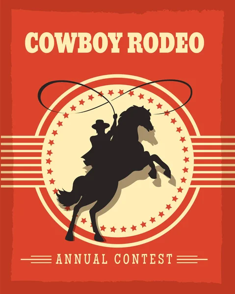 Eski batı kovboy rodeo retro poster — Stok Vektör