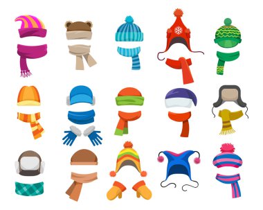 Winter or autumn headwear collection clipart
